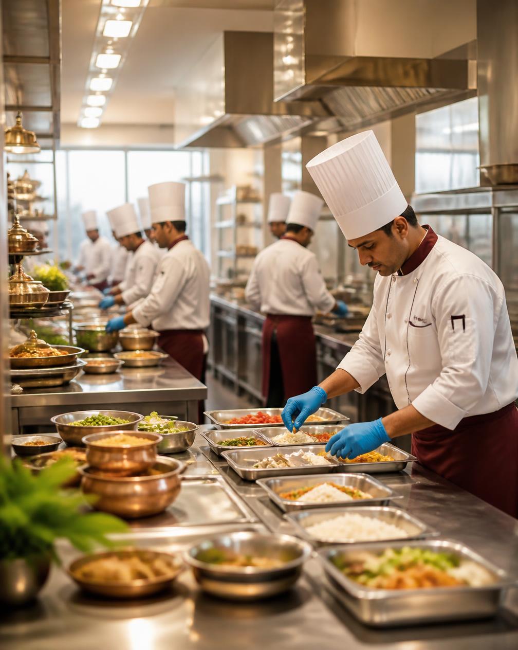 Chefs preparing meals in Cater Kitchen's central kitchen